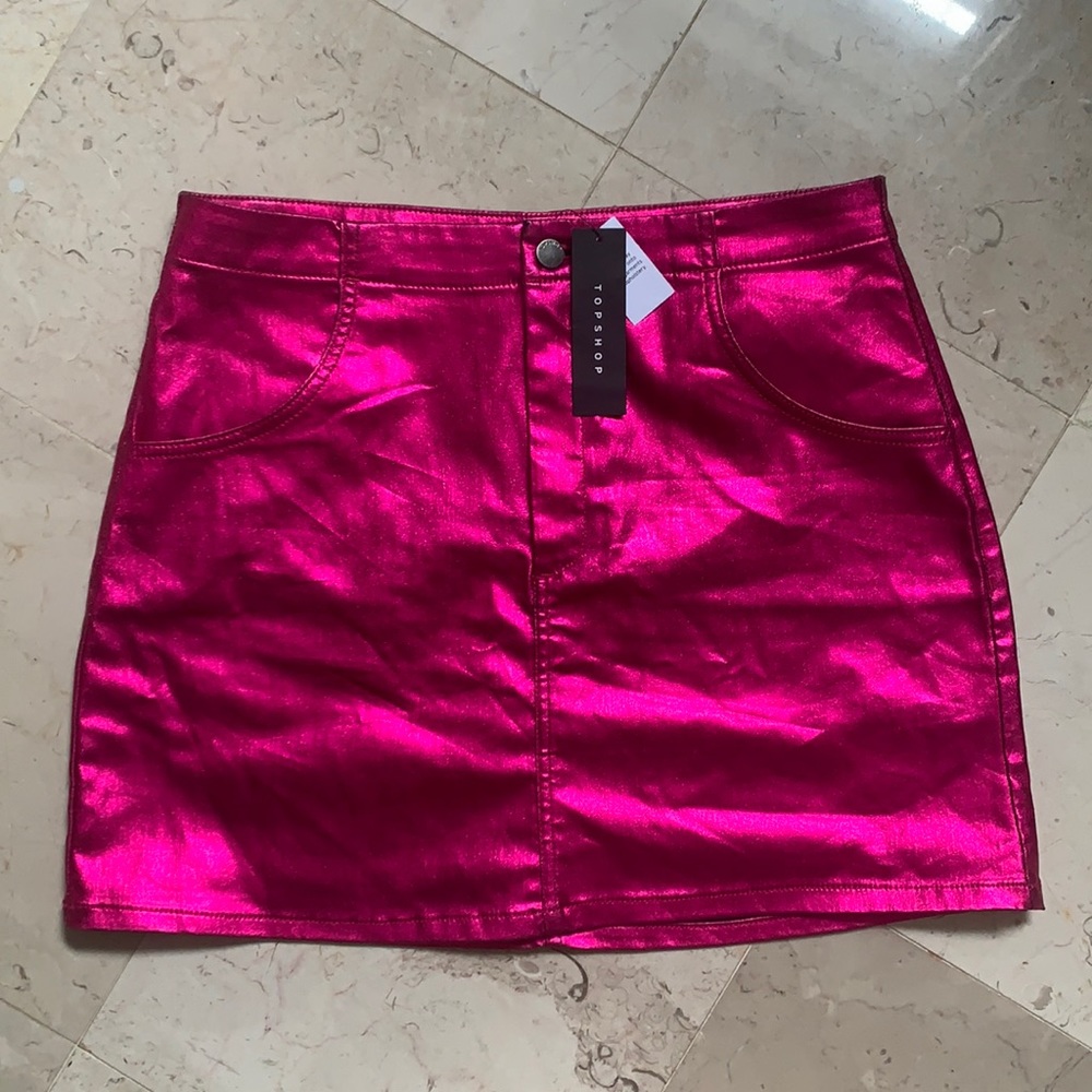 Topshop Metallic Pink Skirt